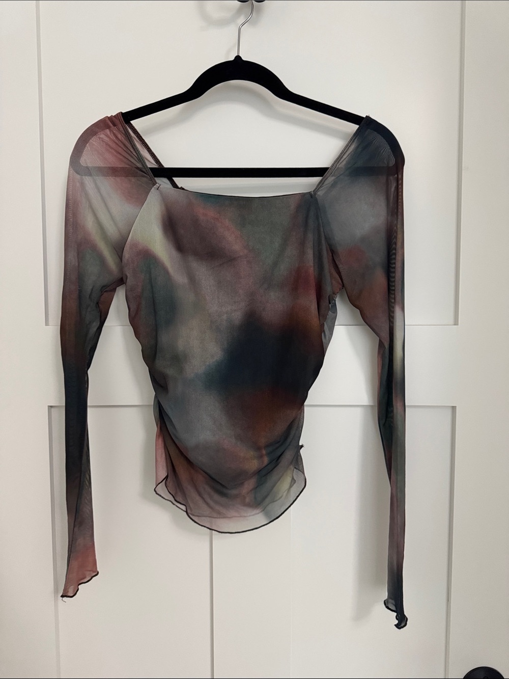 Sheer Tie-Dye Long Sleeve Top - Multicolor